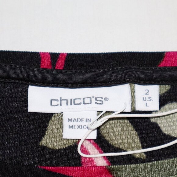 Chico's Travelers Womens Short Sleeve Hibiscus Print Tunic Botanic Berry Size L - Picture 3 of 7
